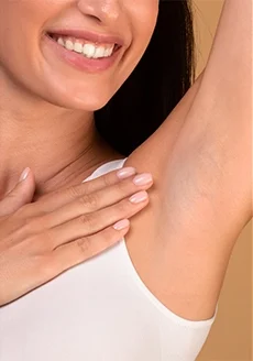 touching dry underarm